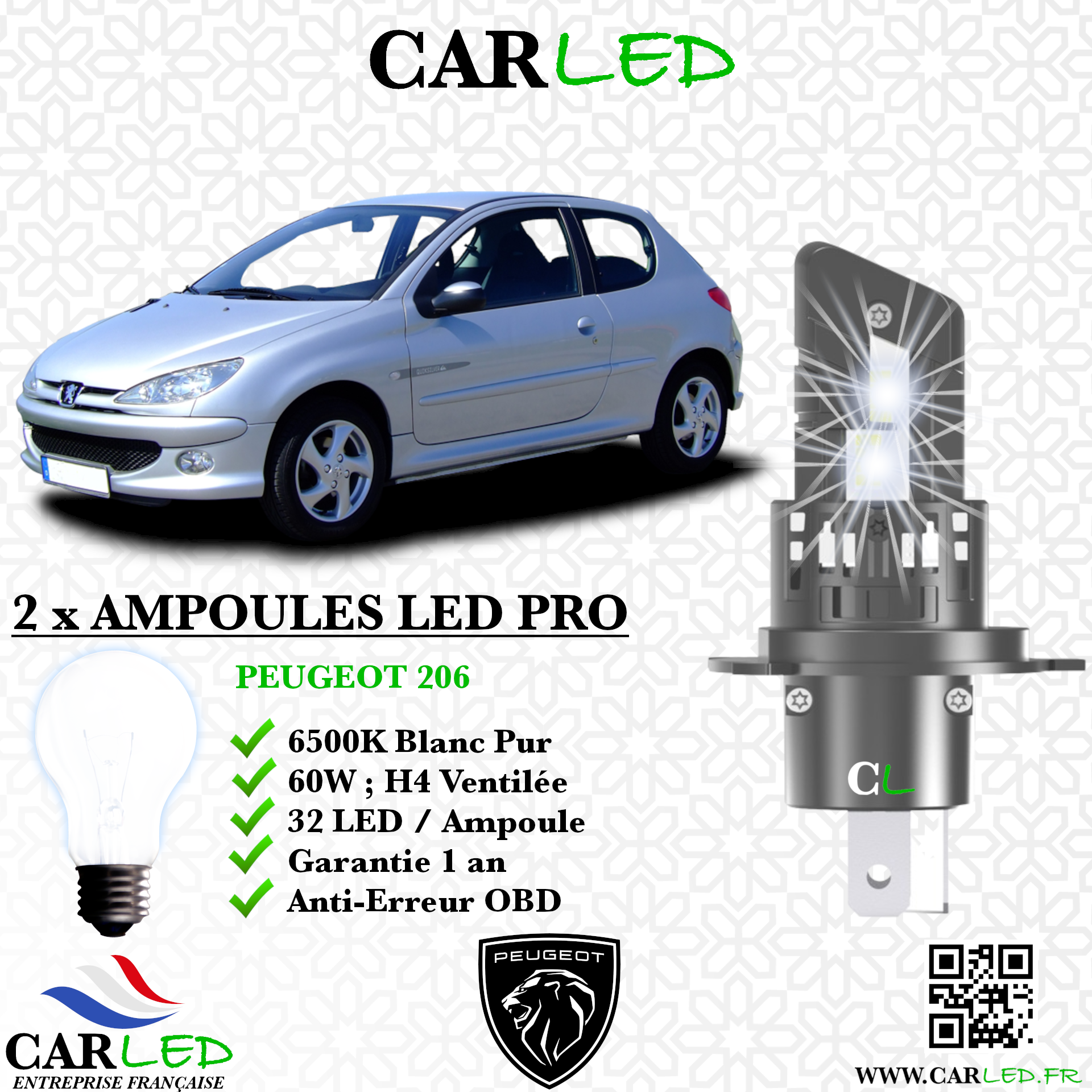KIT AMPOULE LED PEUGEOT 206