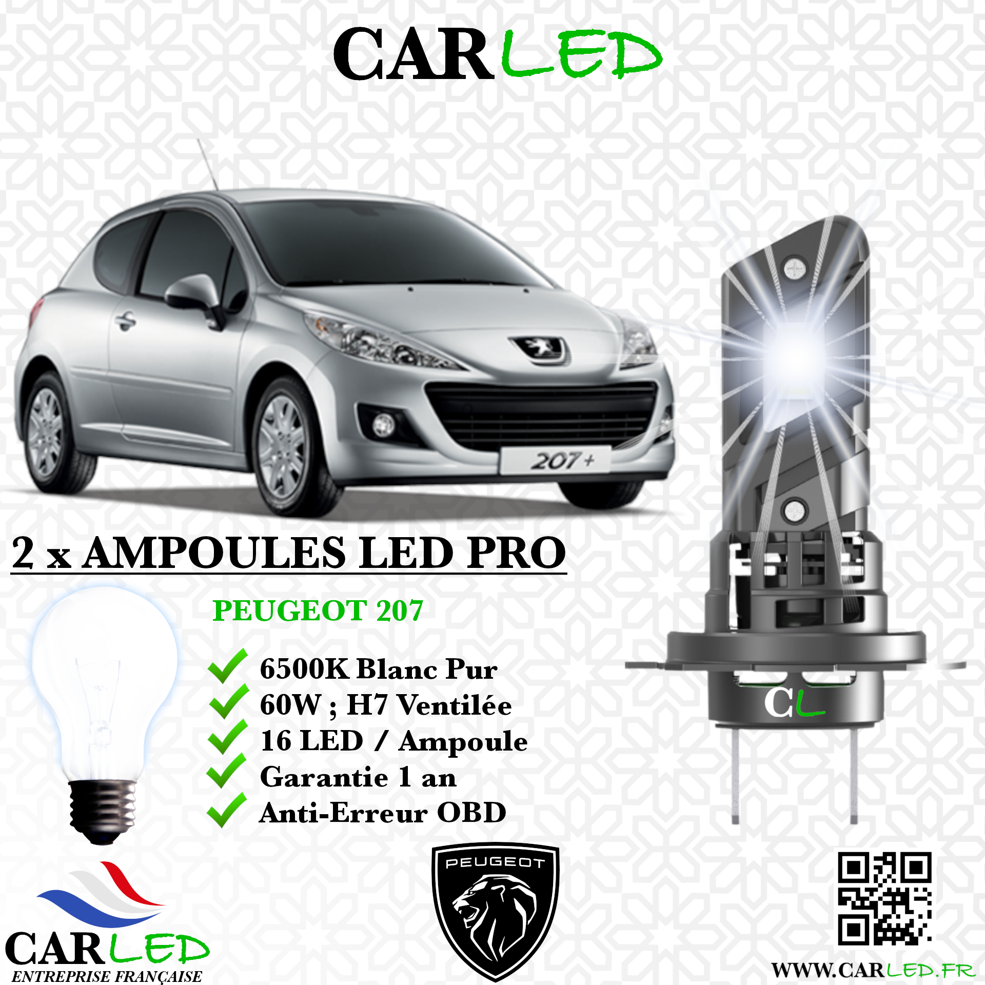 KIT AMPOULE LED PEUGEOT 207