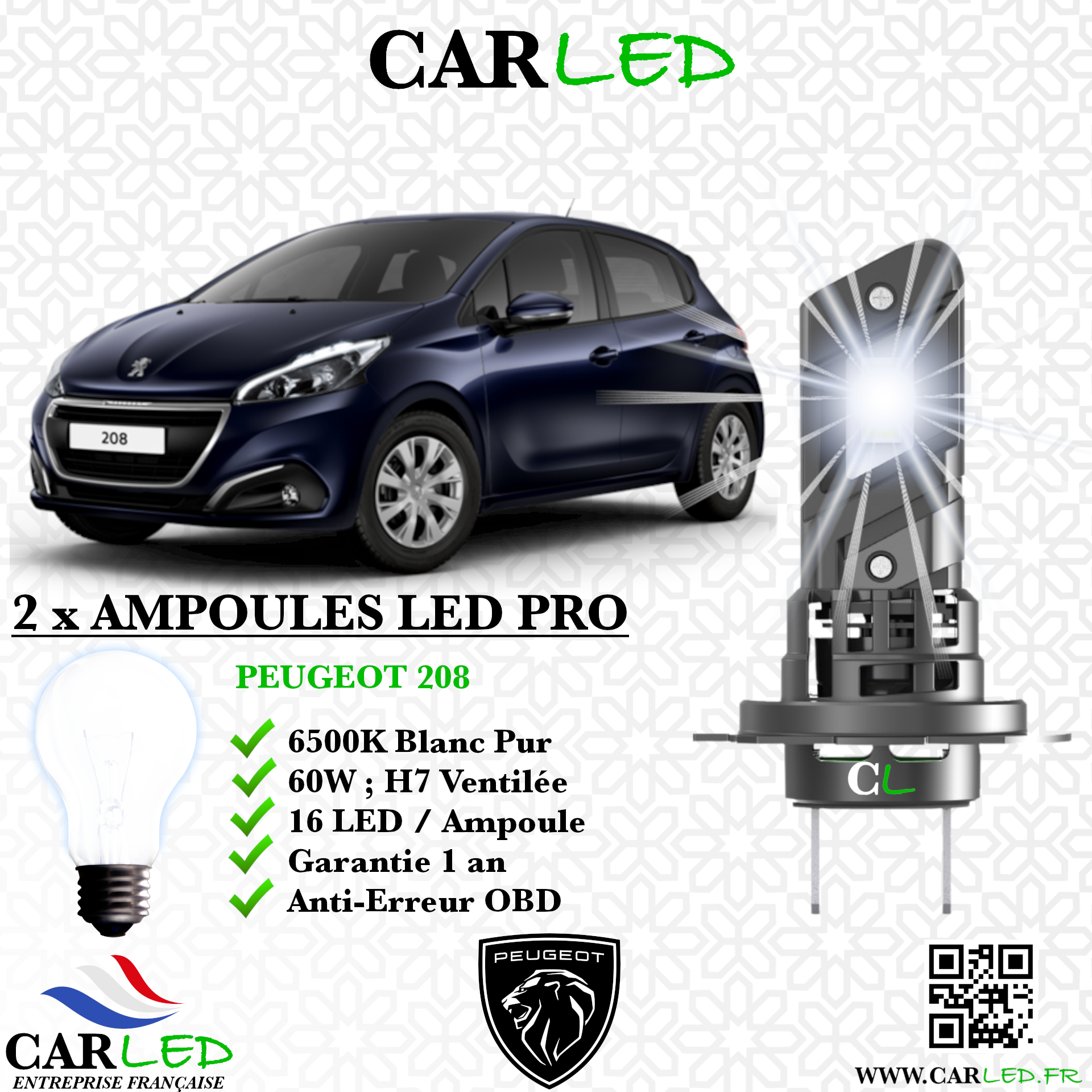 KIT AMPOULE LED PEUGEOT 208
