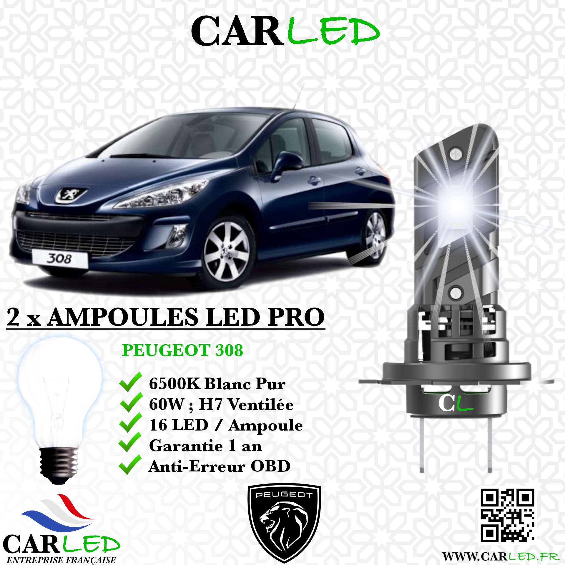 KIT AMPOULE LED PEUGEOT 308