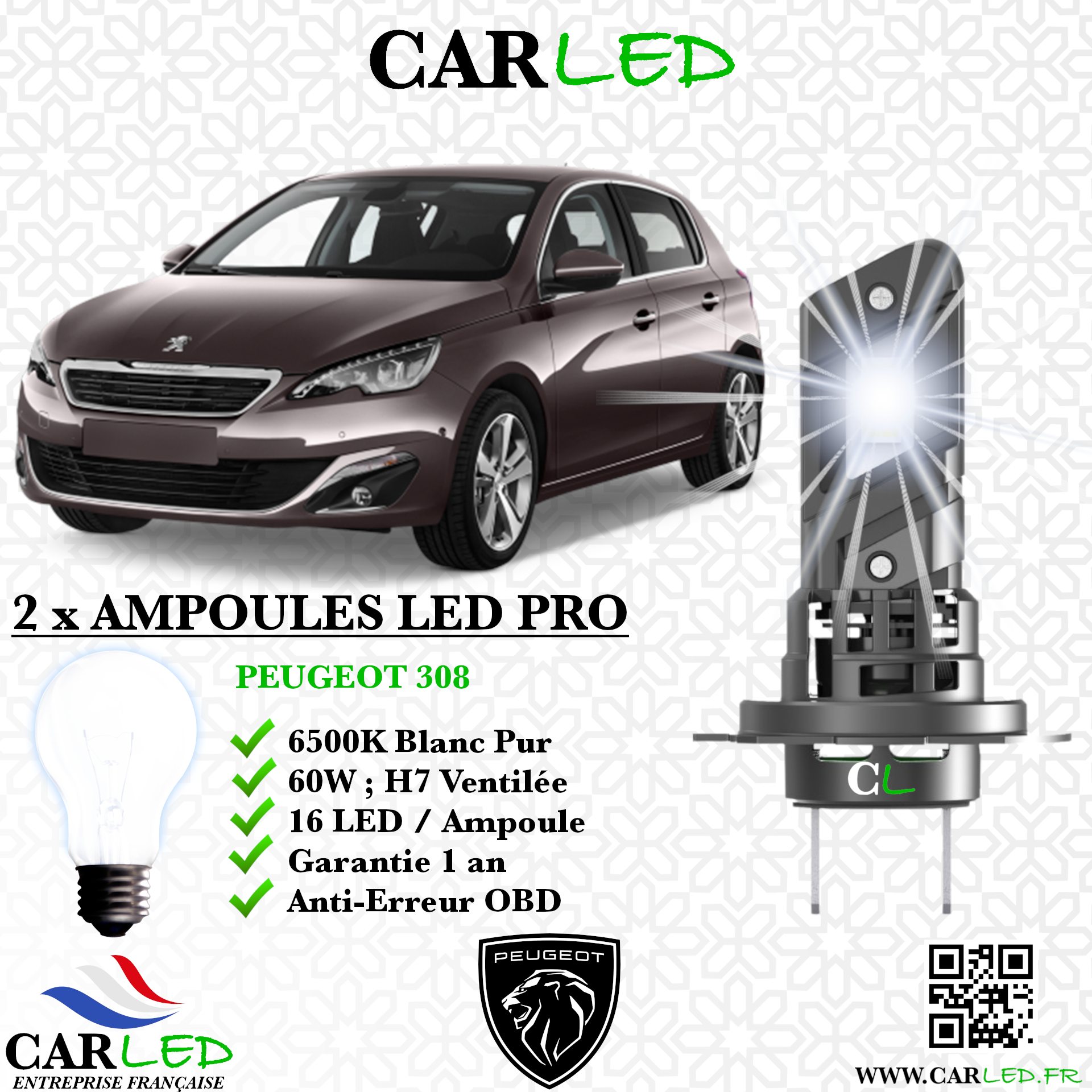 KIT AMPOULE LED PEUGEOT 308