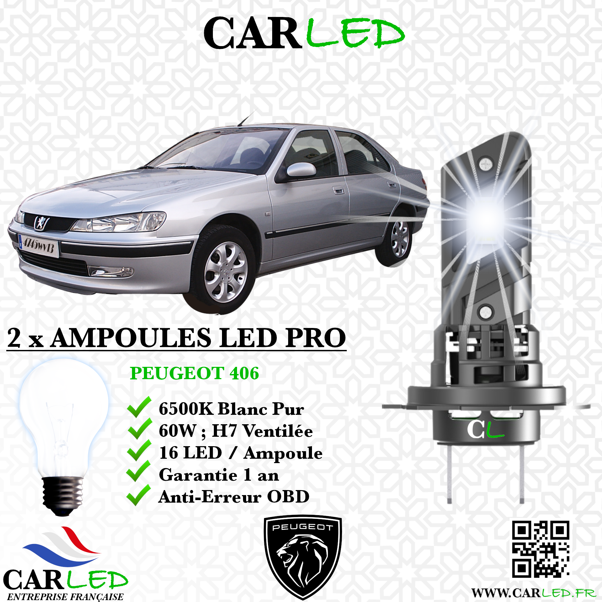 KIT AMPOULE LED PEUGEOT 406