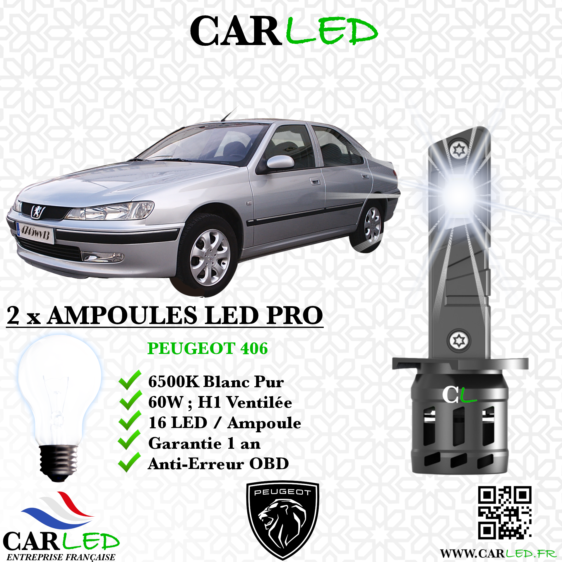 KIT AMPOULE LED PEUGEOT 406