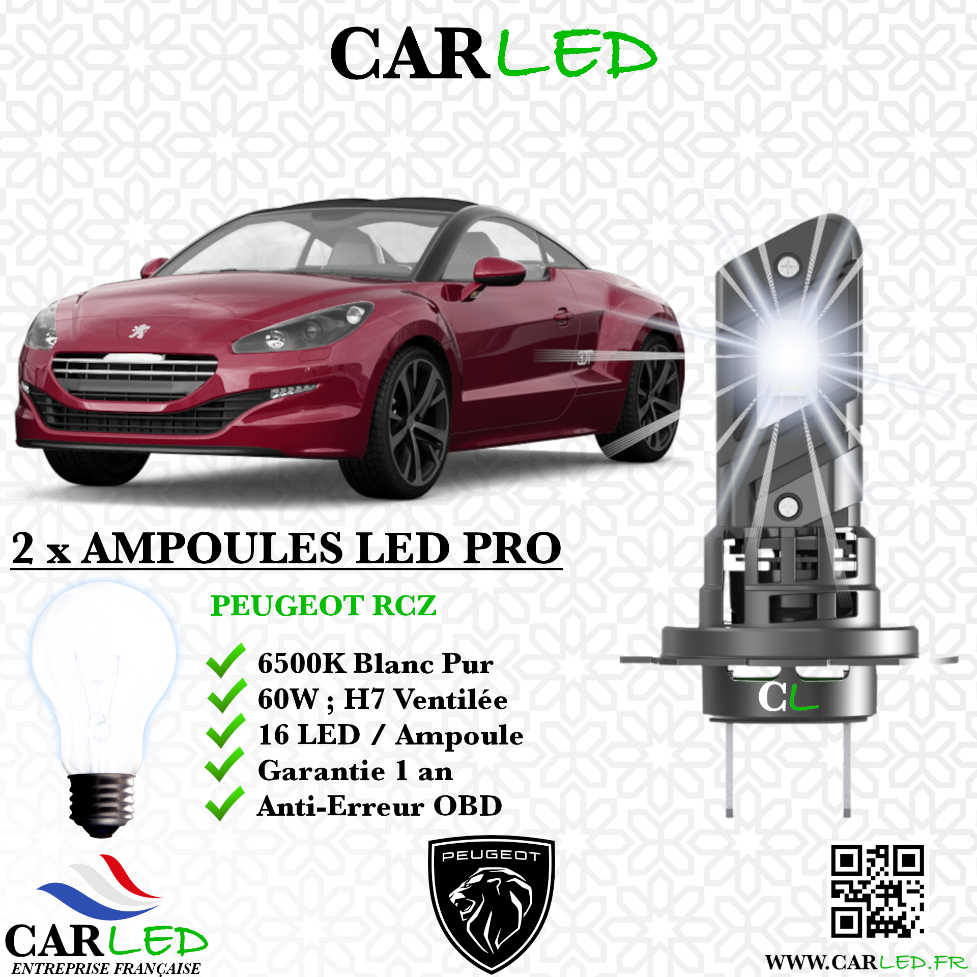 KIT AMPOULE LED PEUGEOT RCZ