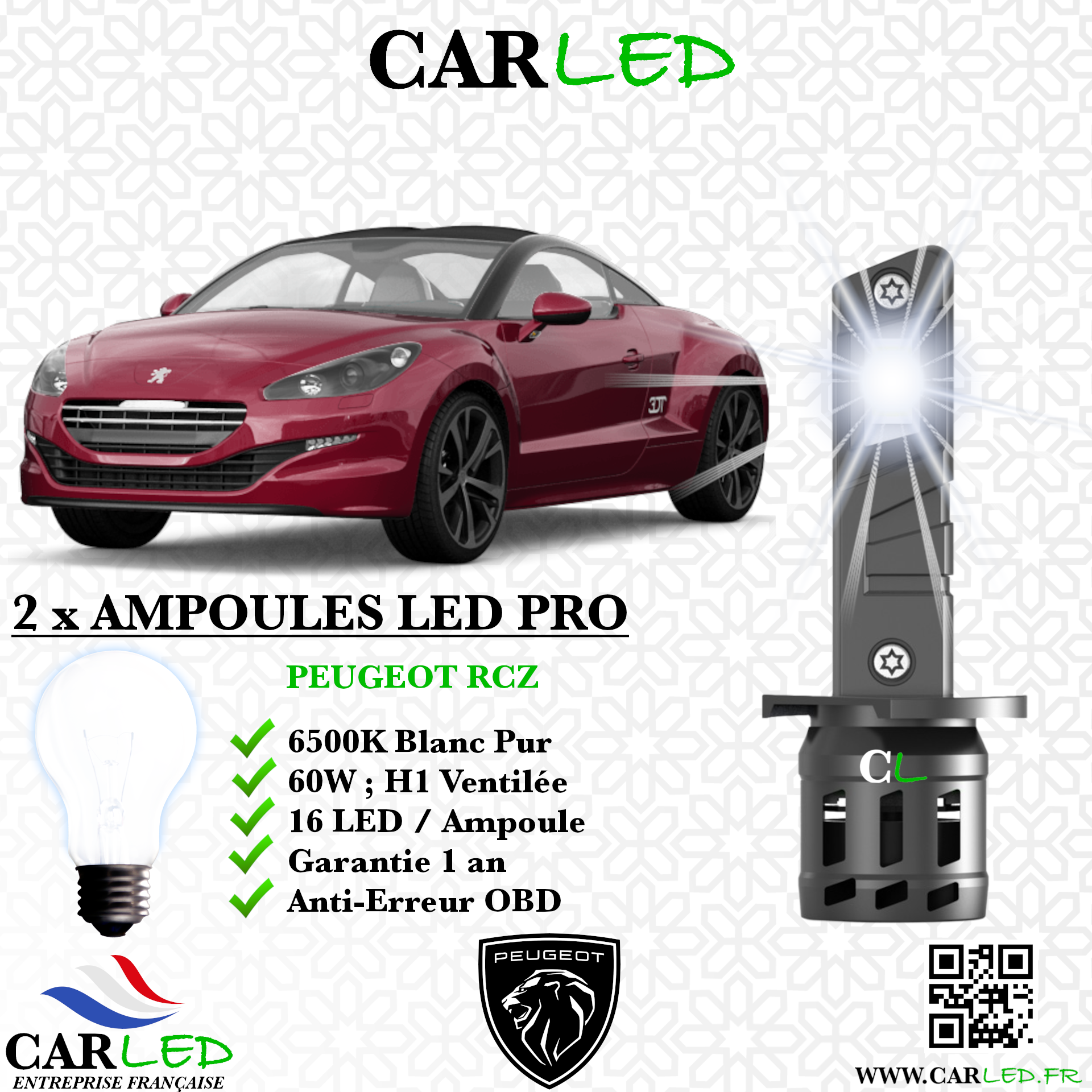 KIT AMPOULE LED PEUGEOT RCZ