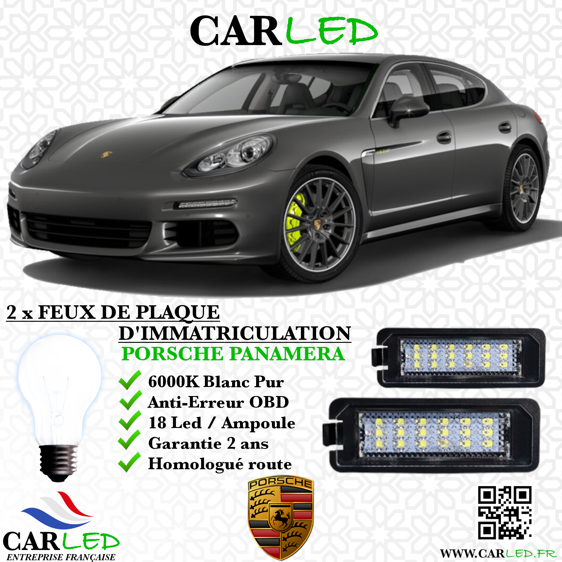2x Feux de plaque d'immatriculation LED Porsche Panamera