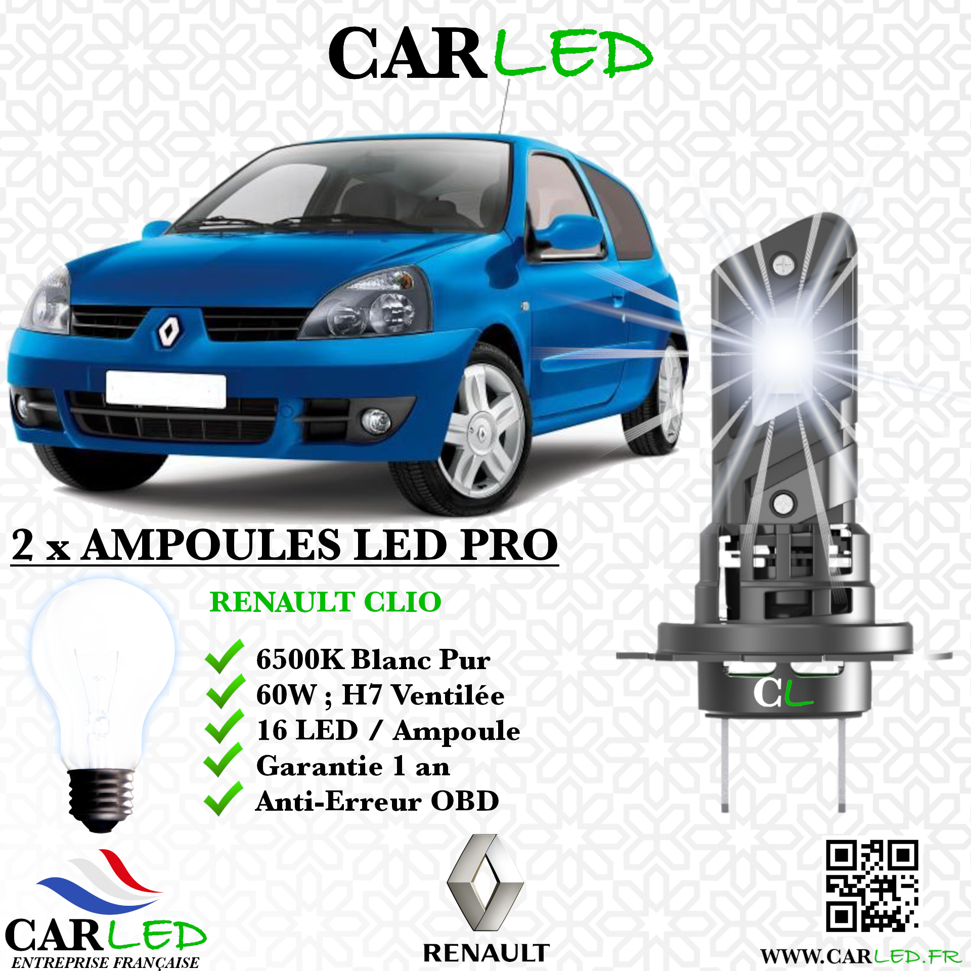 KIT AMPOULE LED RENAULT CLIO II