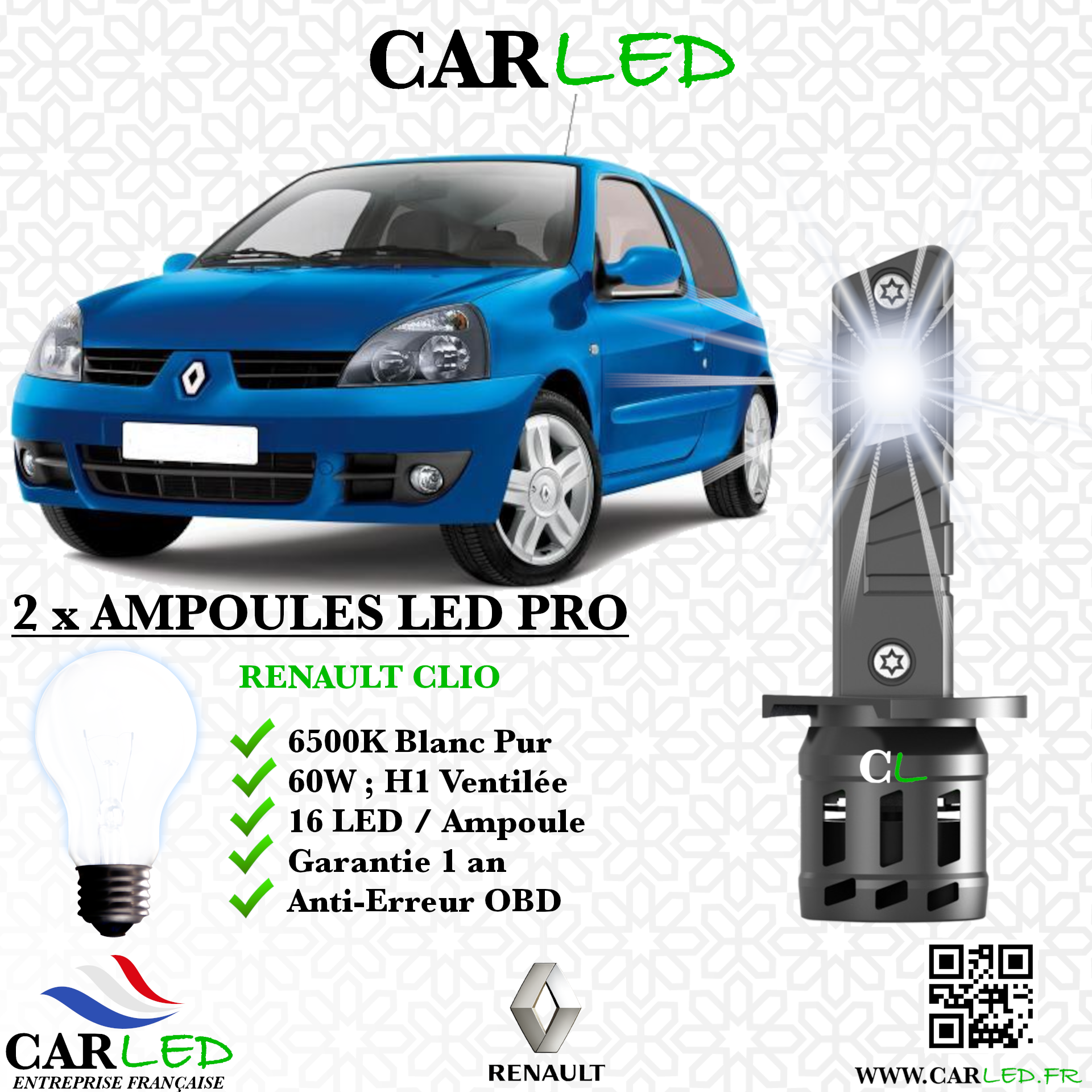 KIT AMPOULE LED RENAULT CLIO II
