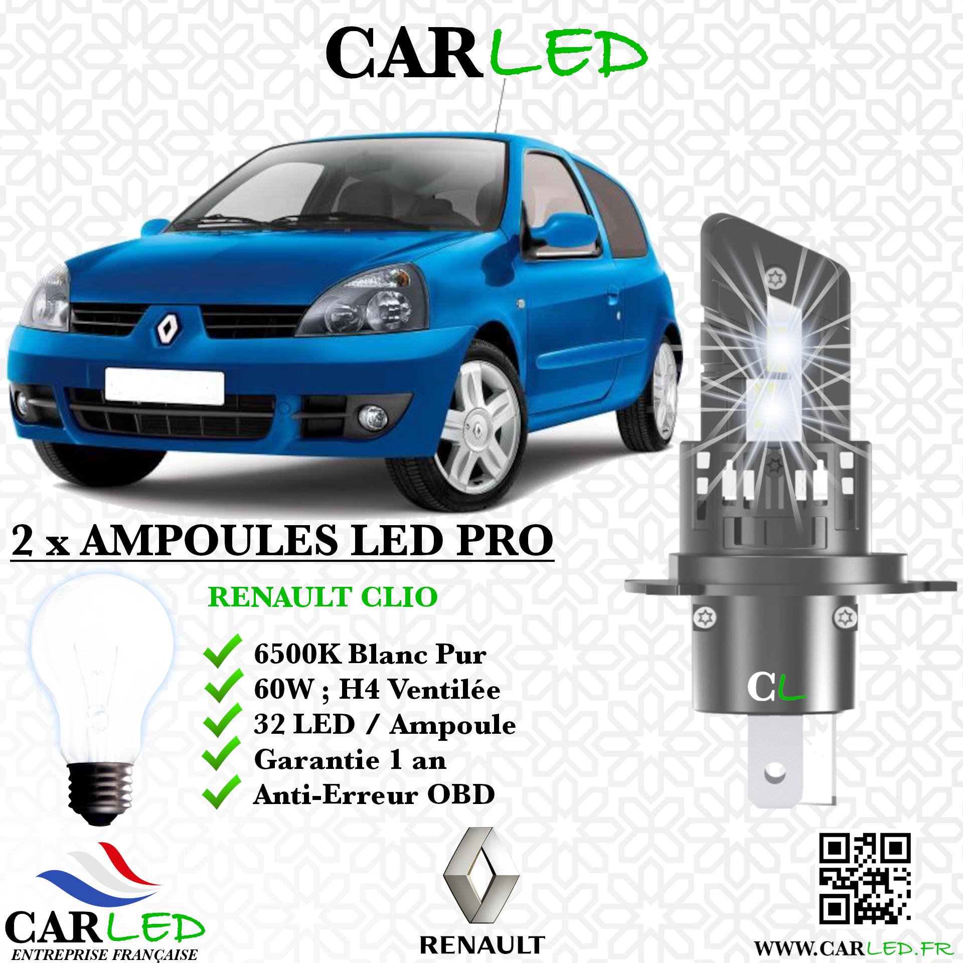 KIT AMPOULE LED RENAULT CLIO II