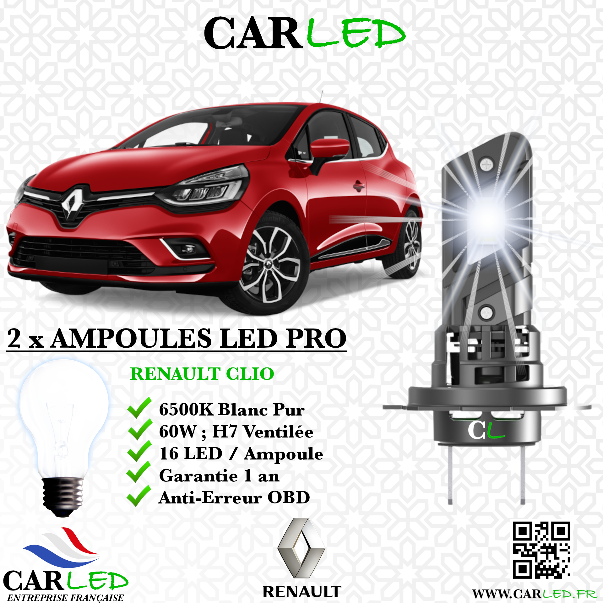 KIT AMPOULE LED RENAULT CLIO IV