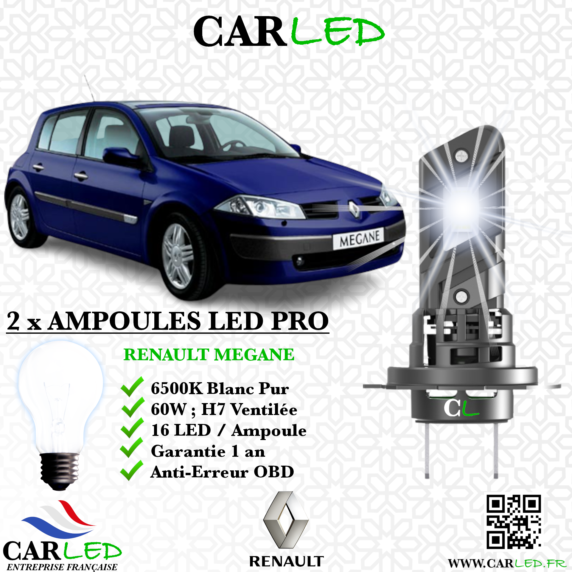 KIT AMPOULE LED RENAULT MEGANE II