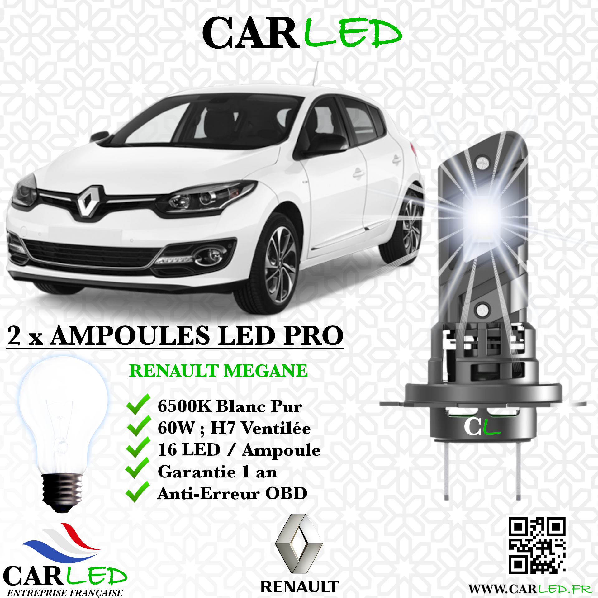 KIT AMPOULE LED RENAULT MEGANE III