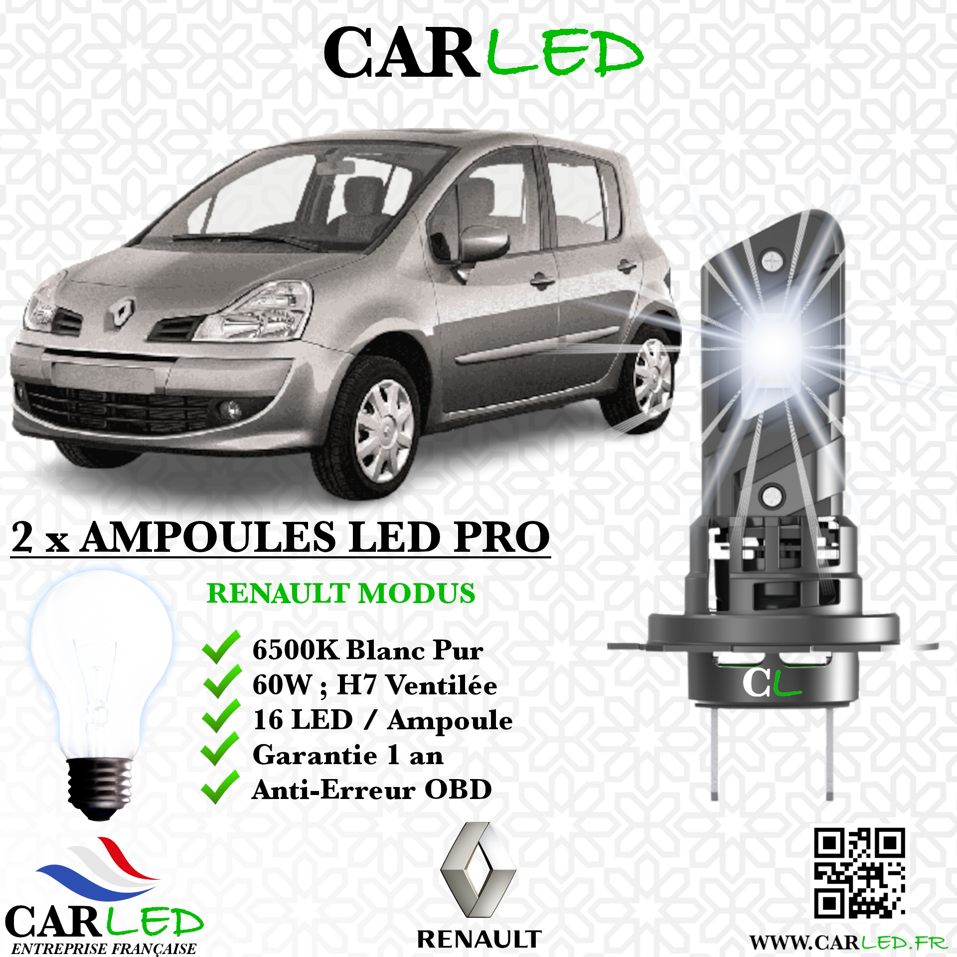 KIT AMPOULE LED RENAULT MODUS