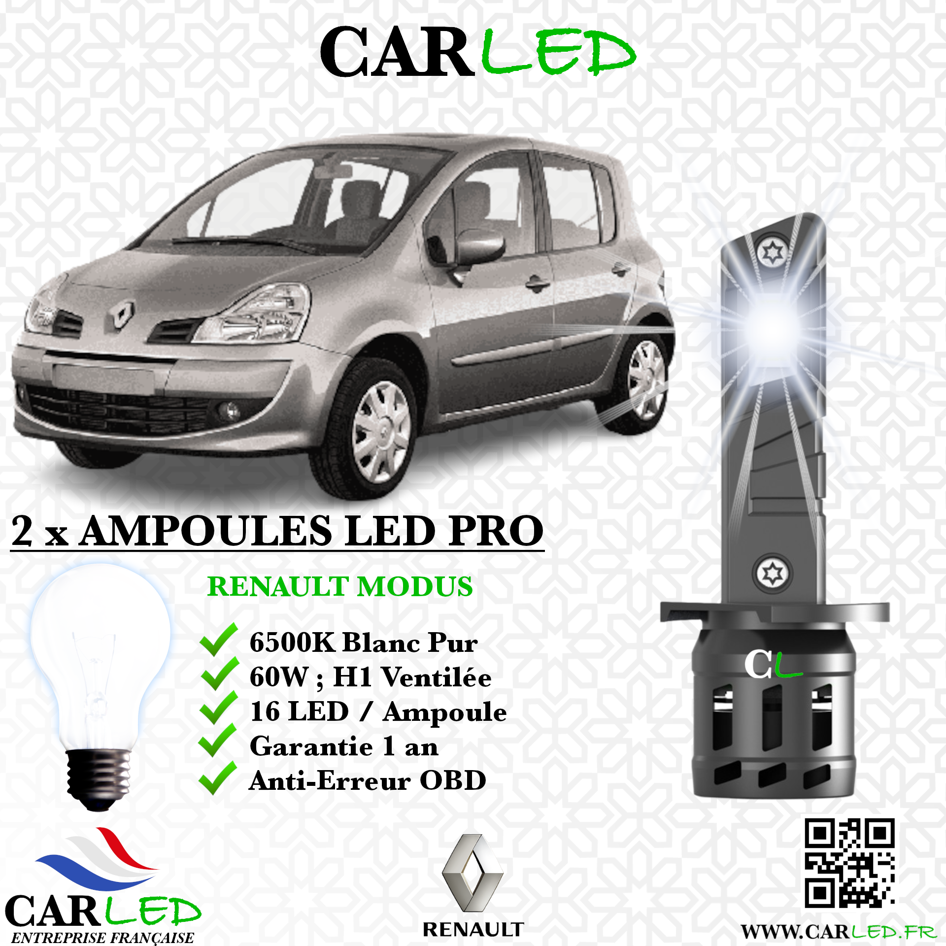 KIT AMPOULE LED RENAULT MODUS