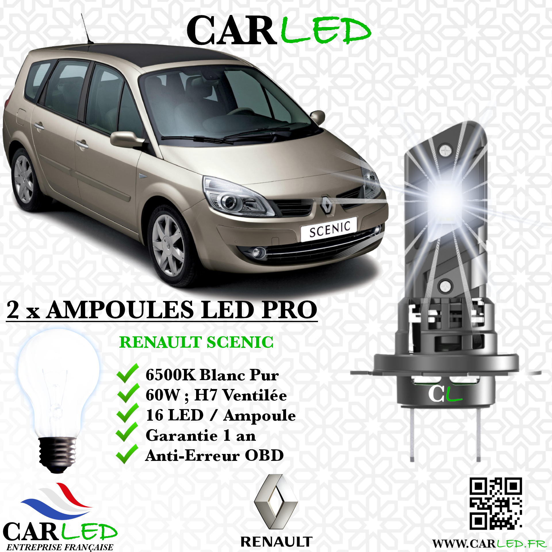 KIT AMPOULE LED RENAULT SCENIC II