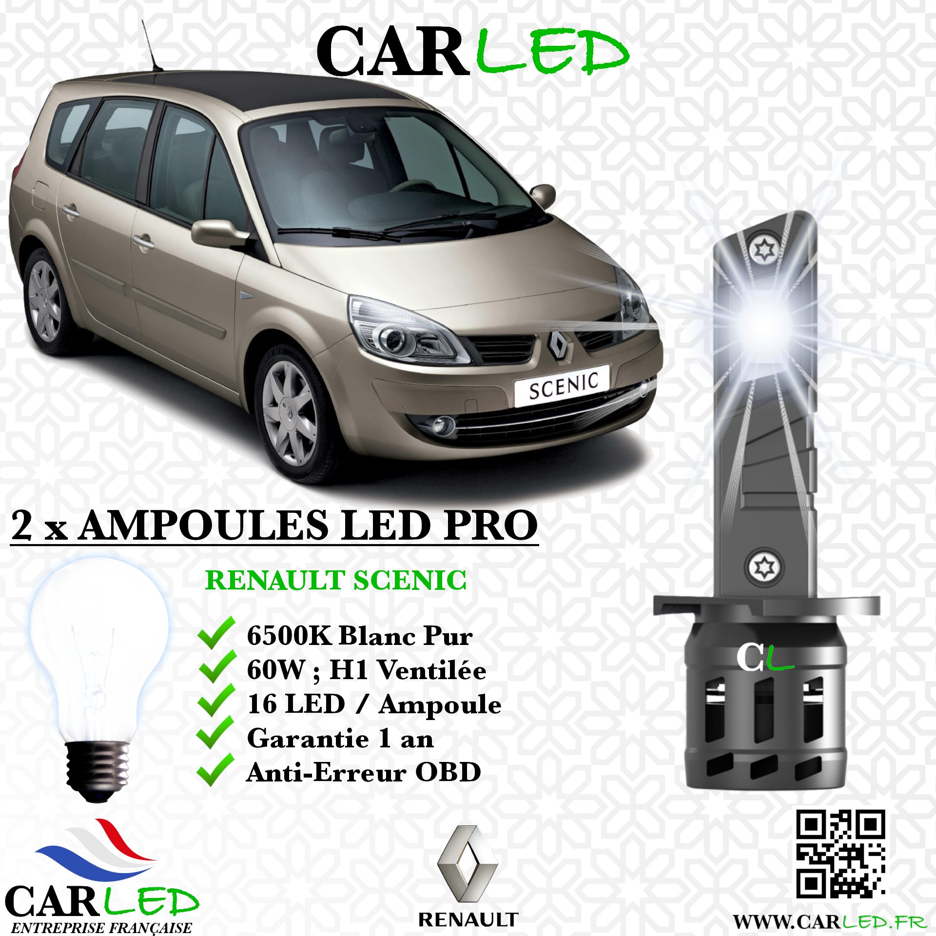 KIT AMPOULE LED RENAULT SCENIC II
