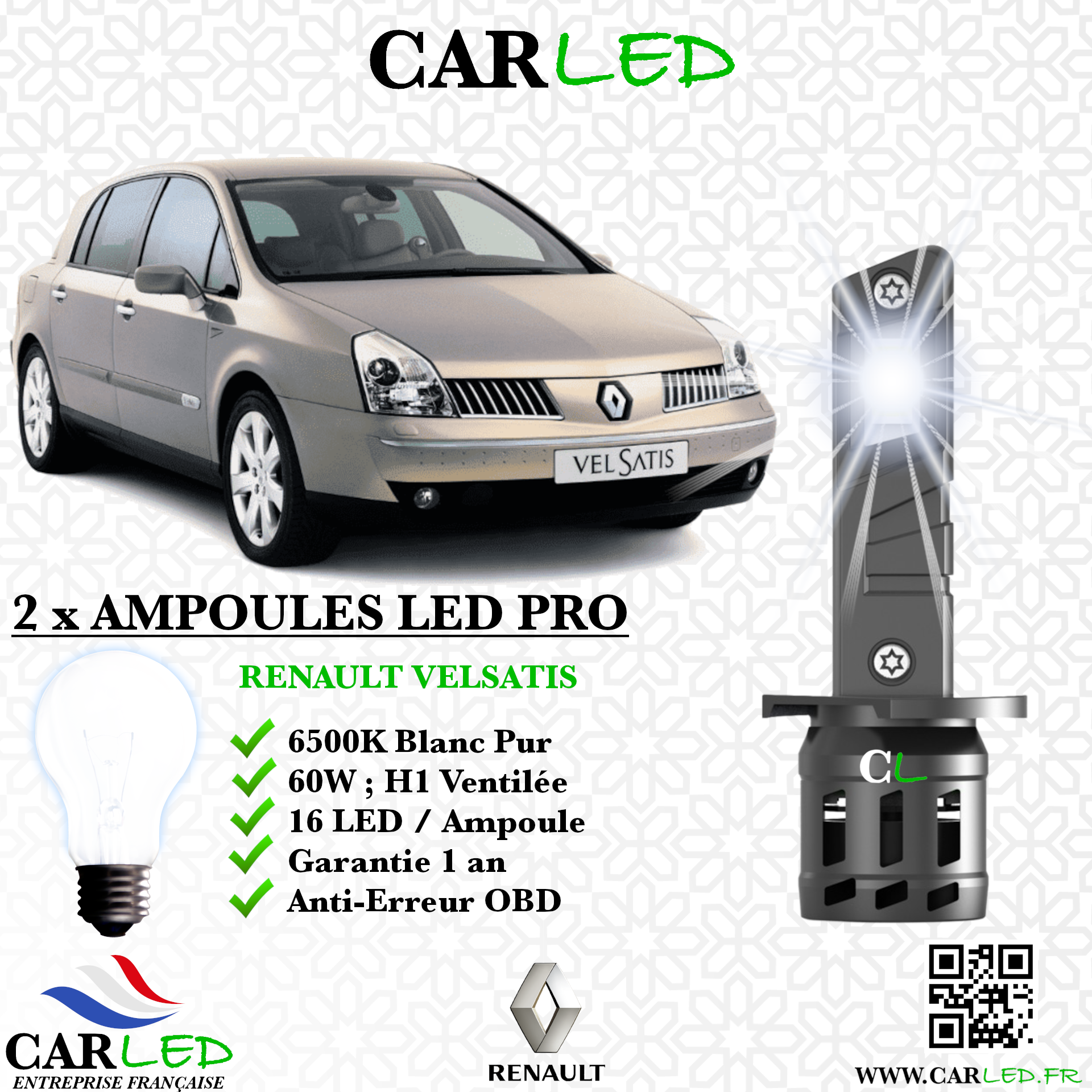 KIT AMPOULE LED RENAULT VELSATIS