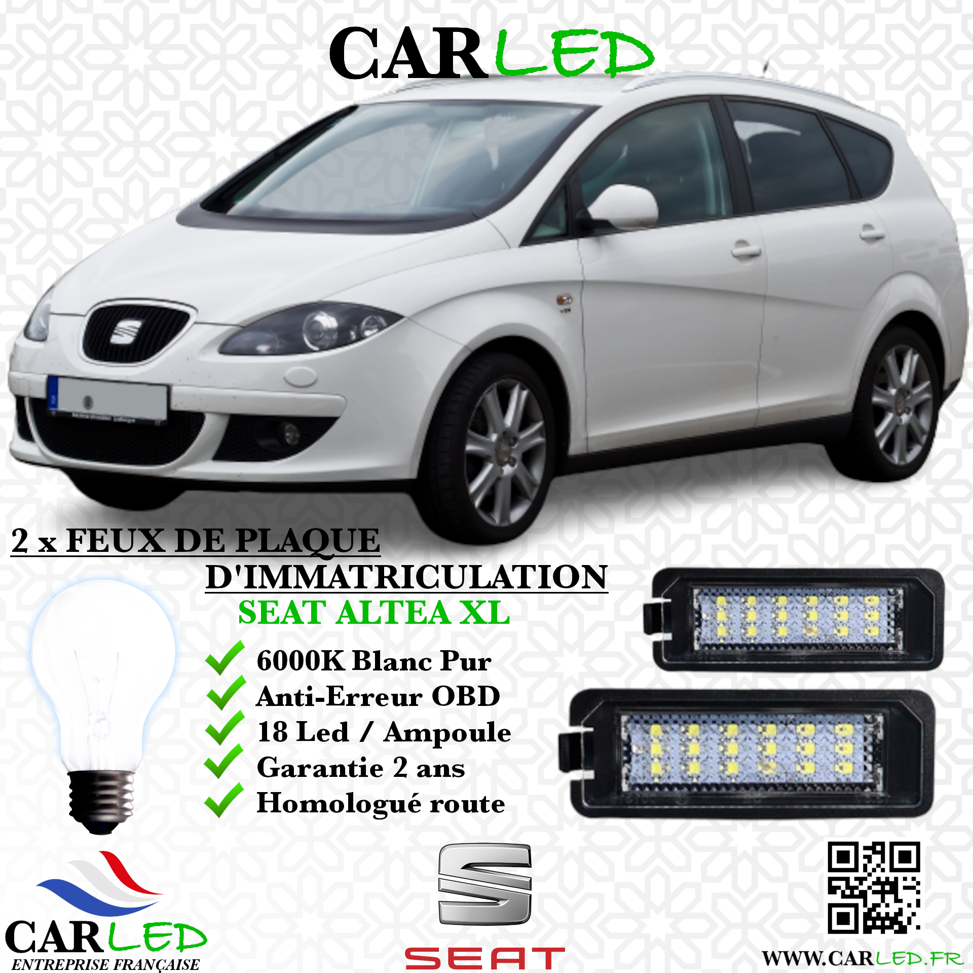 Feux Plaque d'immatriculation LED SEAT ALTEA XL