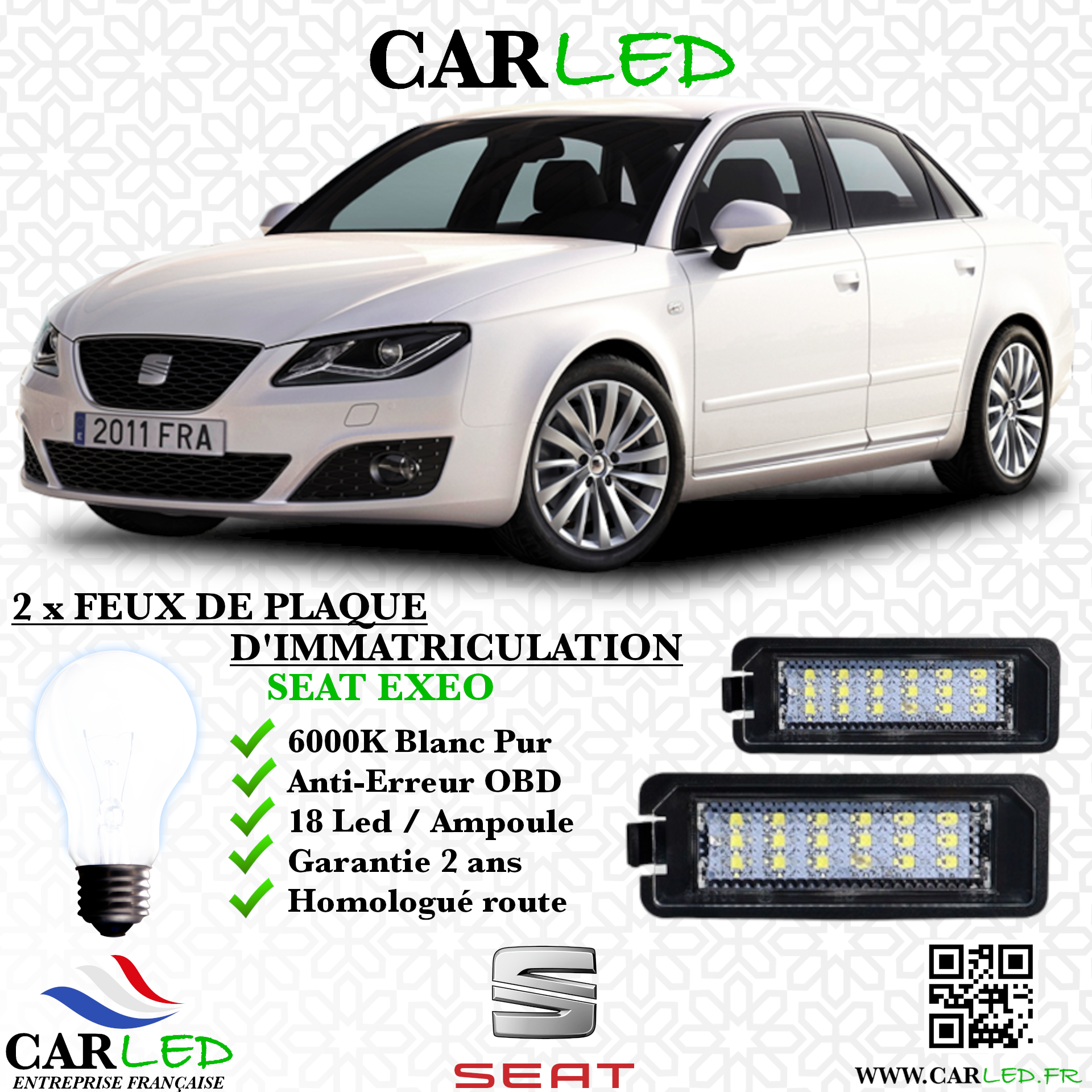 Feux Plaque d'immatriculation LED SEAT EXEO