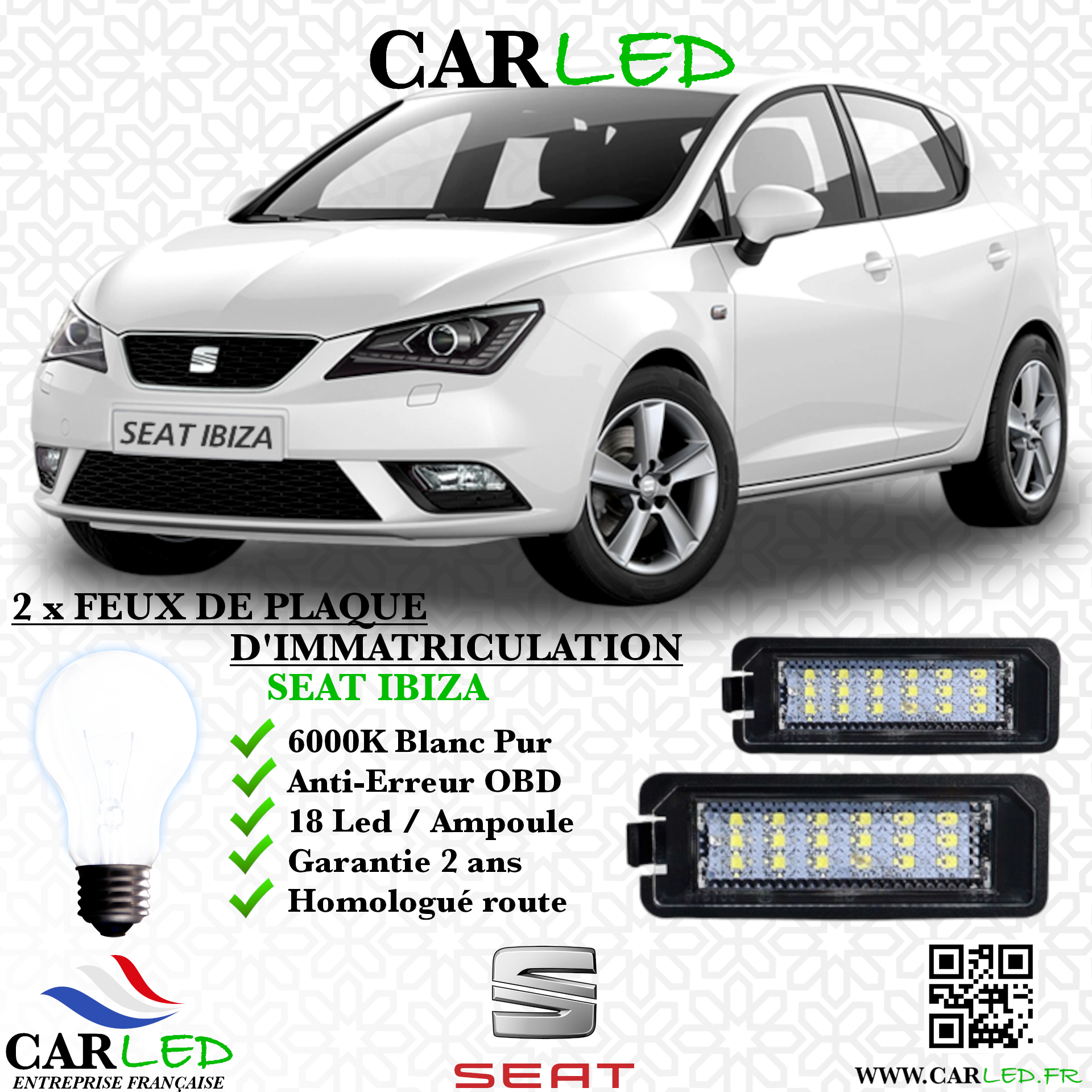 Feux Plaque d'immatriculation LED SEAT IBIZA