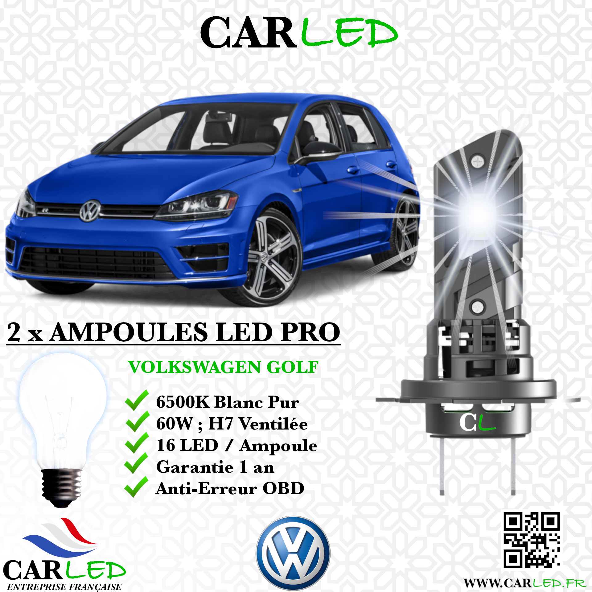 KIT AMPOULE LED VOLKSWAGEN GOLF VII