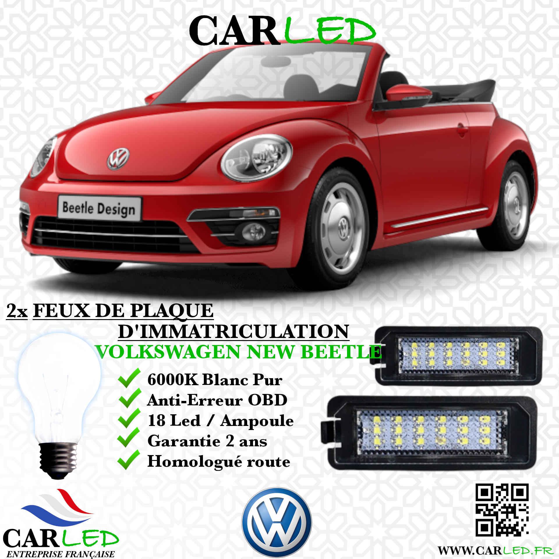2x Feux Plaque d'immatriculation LED VOLKSWAGEN NEW BEETLE II