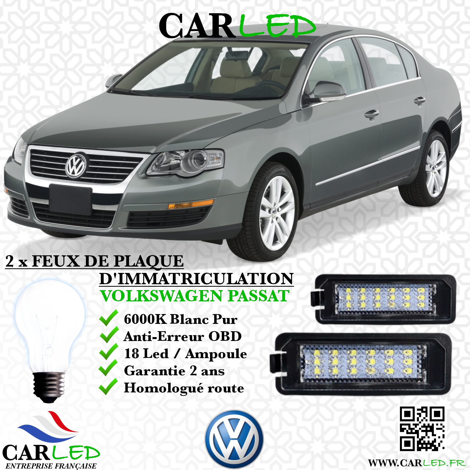 2x Feux Plaque d'immatriculation LED VOLKSWAGEN PASSAT B6