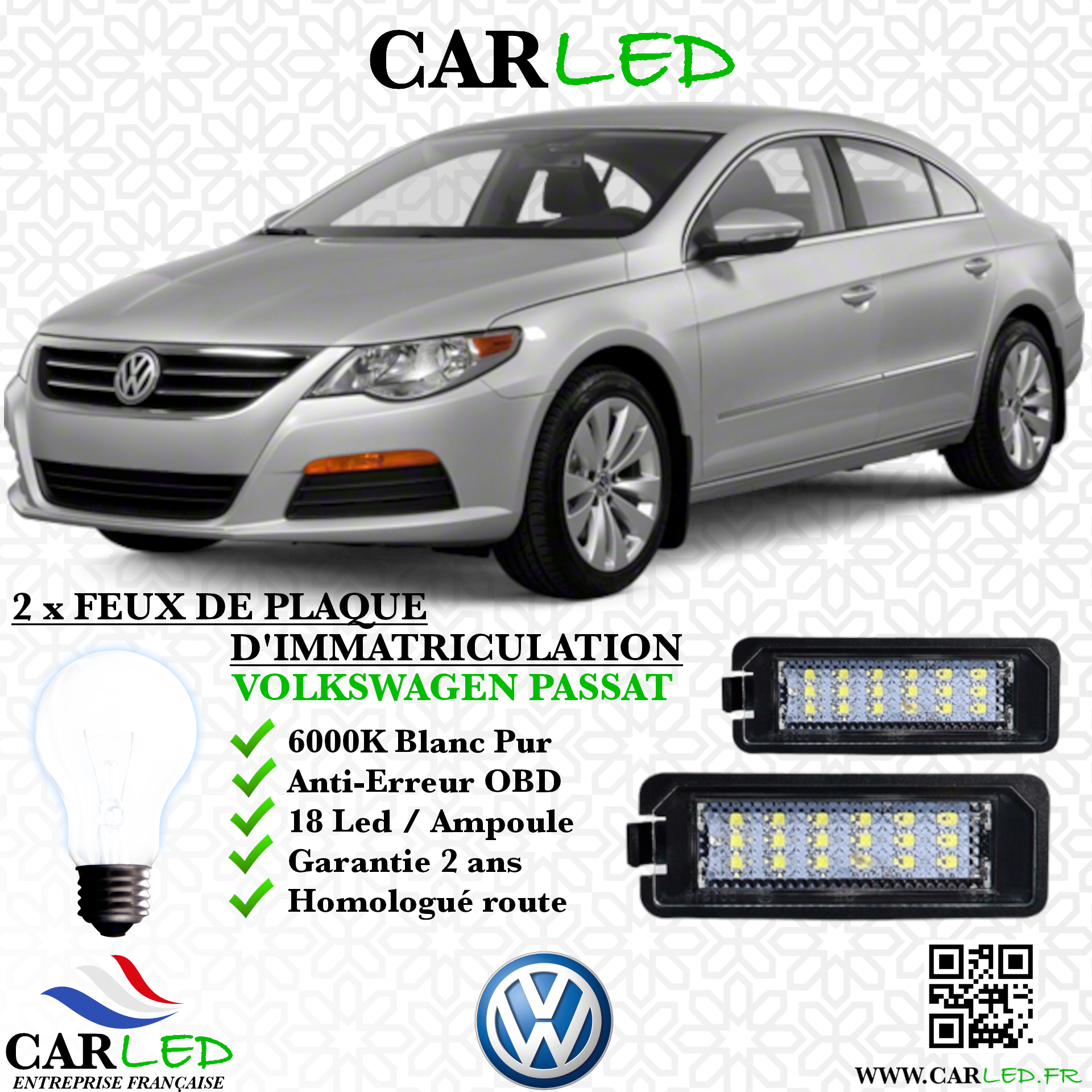 2x Feux Plaque d'immatriculation LED VOLKSWAGEN PASSAT CC
