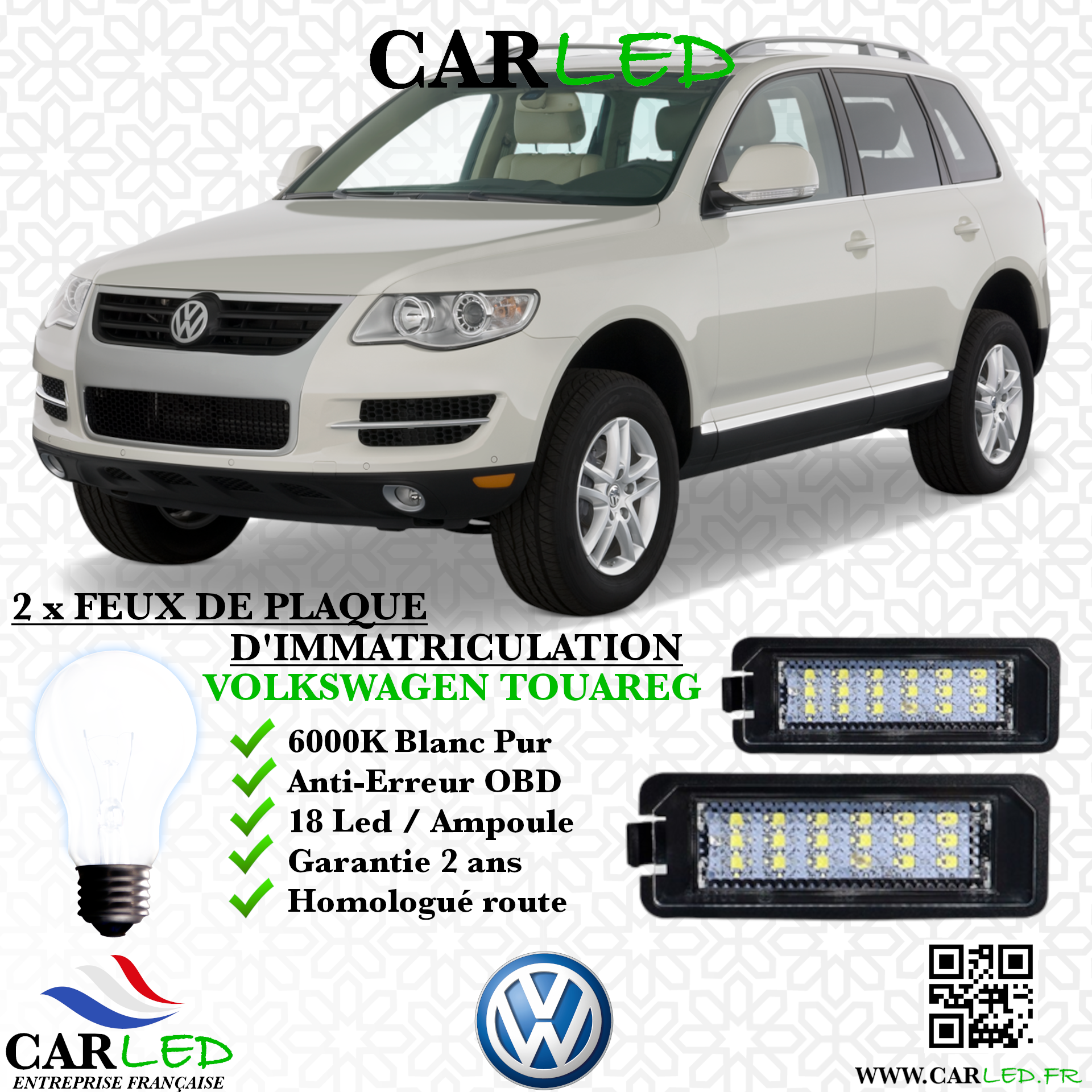 2x Feux de plaque d'immatriculation LED Volkswagen Touareg